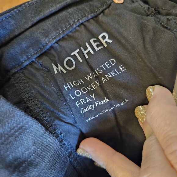 Mother Denim Sz 25 High Waisted Looker Ankle Fray Guilty Flash Beaded MSRP $238 - Picture 6 of 12